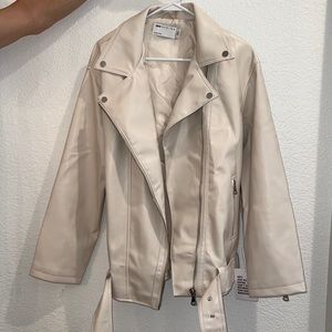 ASOS crème faux leather jacket